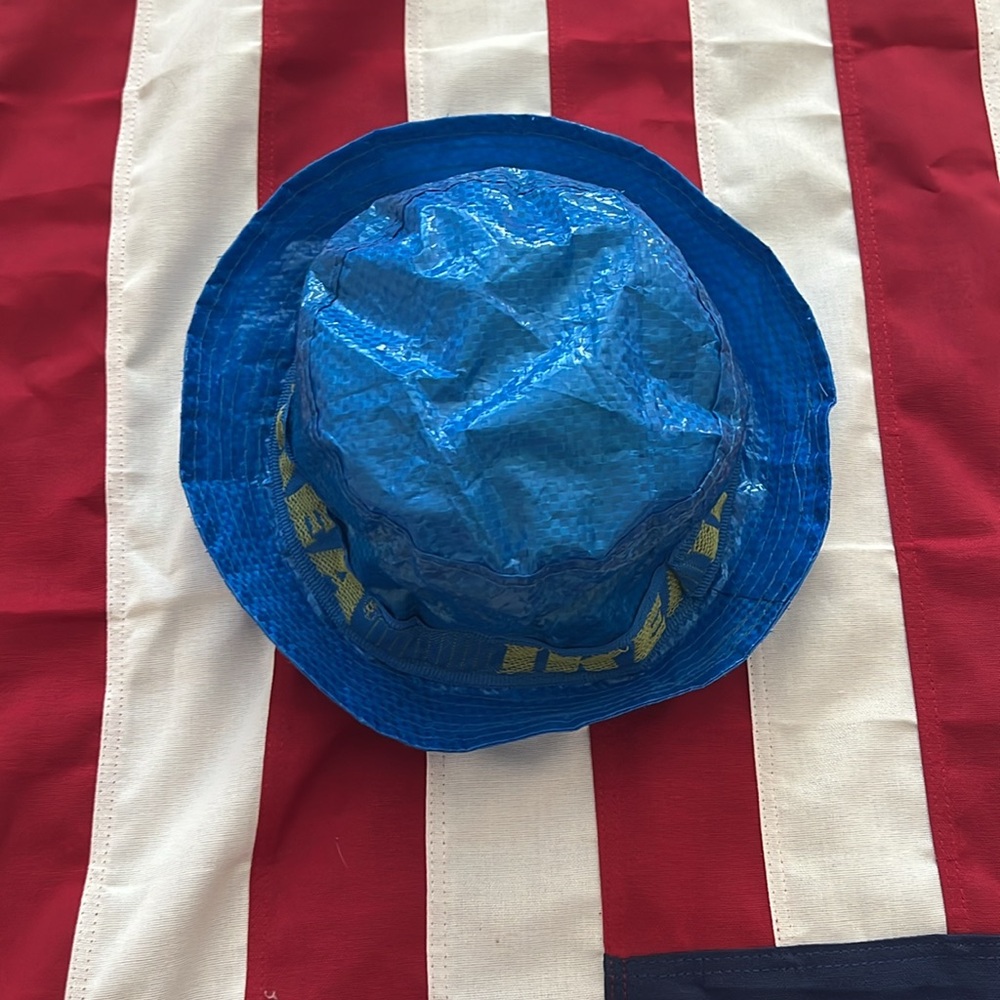 IKEA Blue Bucket Hat with Yellow Logo (never worn) - Picture 4 of 10